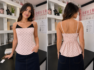 Camisa Corset Lunares - Rosa Palo