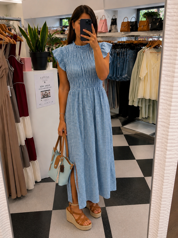 Vestido Vichy Celeste