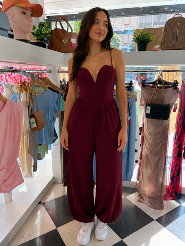 Midnight Plum Corset Jumpsuit