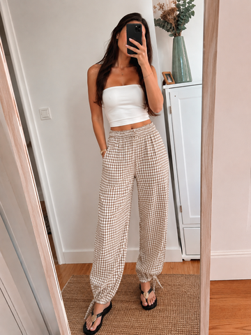 Pantalon Vichy Beige