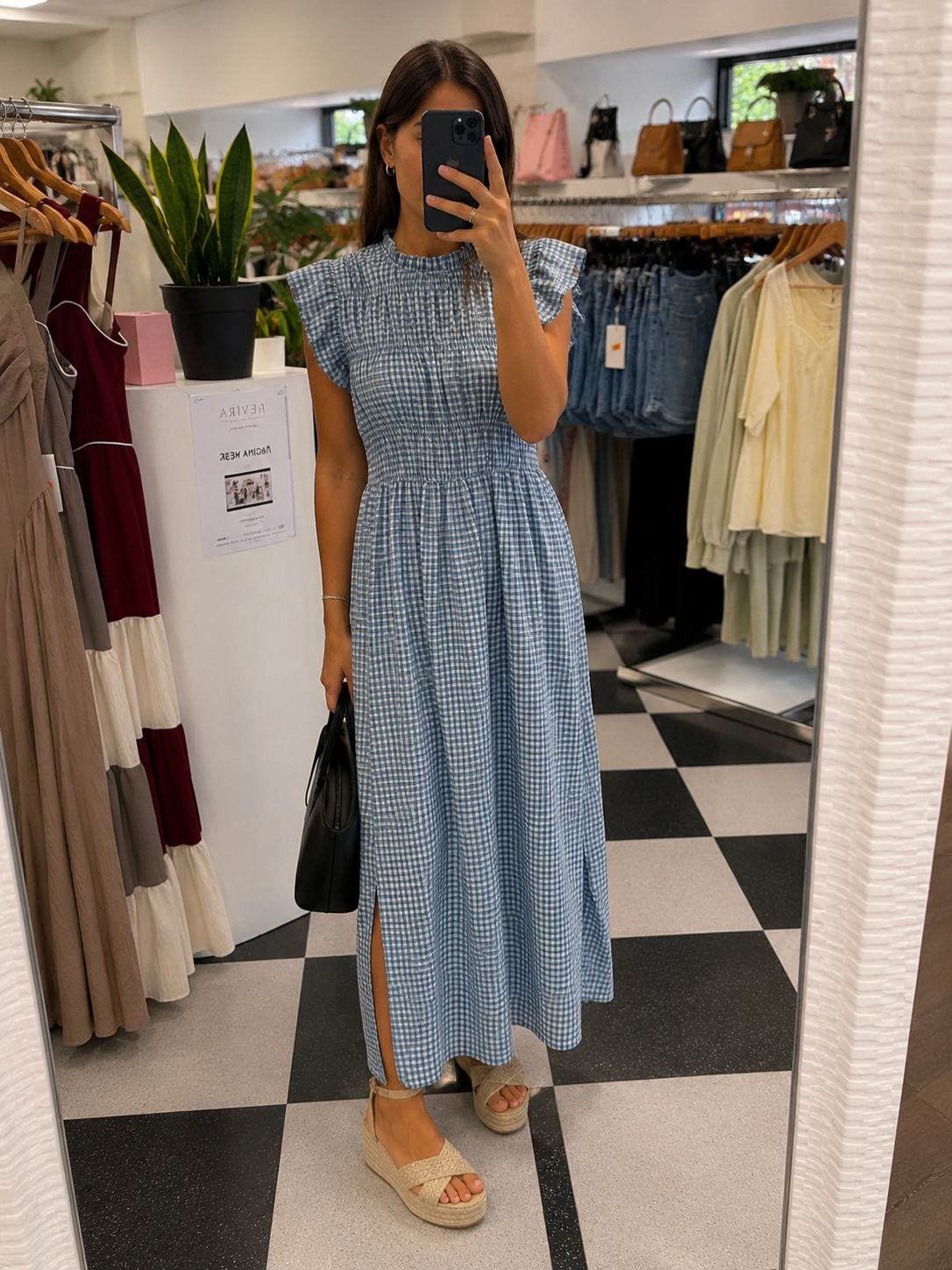 Vestido Vichy Celeste